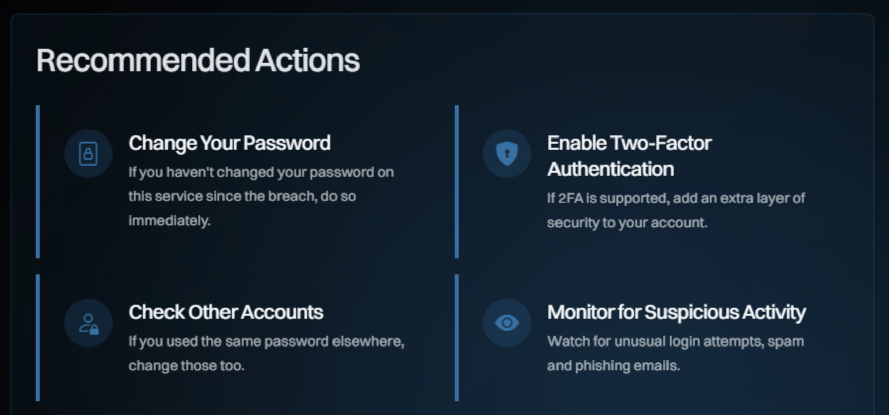 HaveIBeenPwned recommended actions